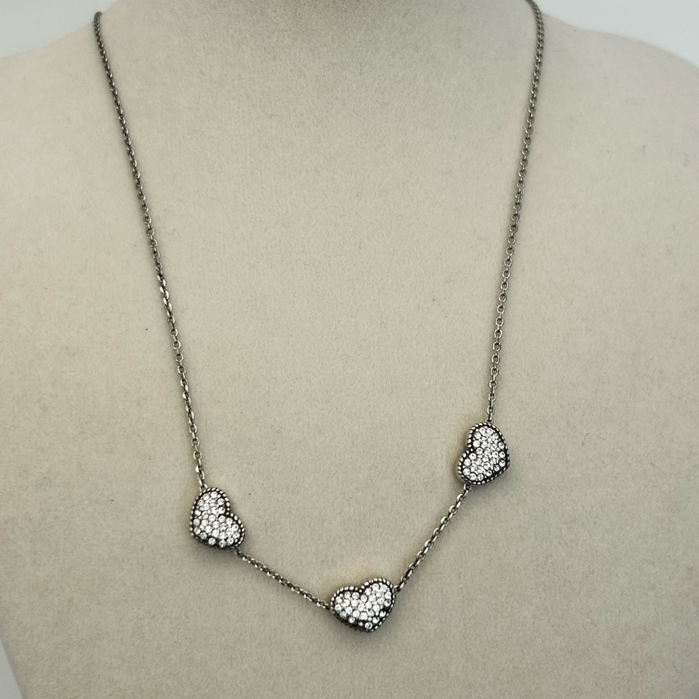 Brighton Celestia Heart Necklace 17" Silver Plated Clear Crystals Retired - Picture 3 of 8